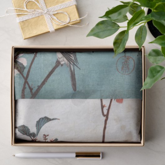Cherry Blossom & Bird, Hiroshige, Ukiyoe Tissuepapier (Geschenk)