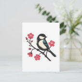 Cherry Blossom Bird - Spring Serenity Art Briefkaart (Staand voorkant)