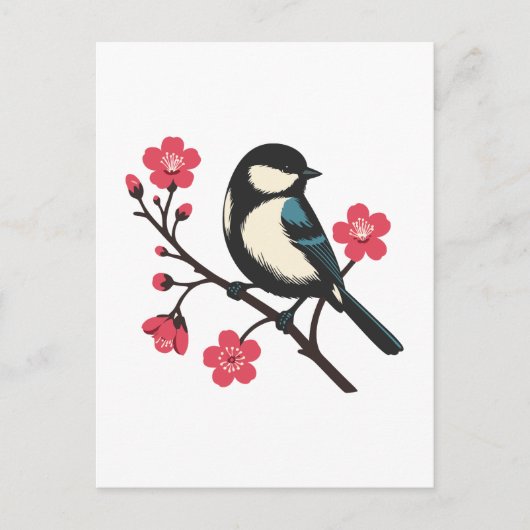 Cherry Blossom Bird - Spring Serenity Art Briefkaart (Voorkant)