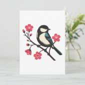 Cherry Blossom Bird - Spring Serenity Art Kaart (Staand voorkant)