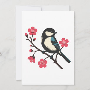 Cherry Blossom Bird - Spring Serenity Art Kaart