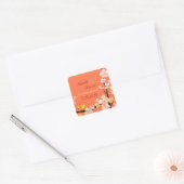 Cherry Blossom Bird Wedding Save the Date Vierkante Sticker (Envelop)
