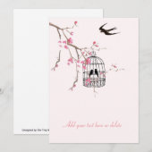 Cherry Blossom, birdcage, bruiloft, Uitnodiging (Voorkant / Achterkant)