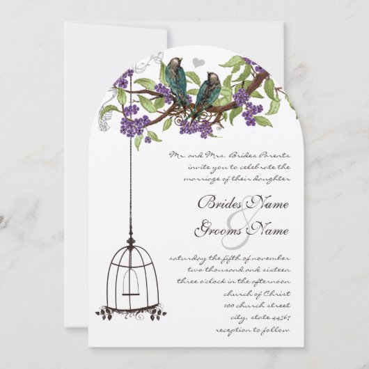 Cherry Blossom  Birds & Birdcage Weddings Kaart (Voorkant)