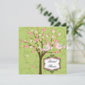 Cherry Blossom Birds Bridal Shower Uitnodiging (Staand voorkant)