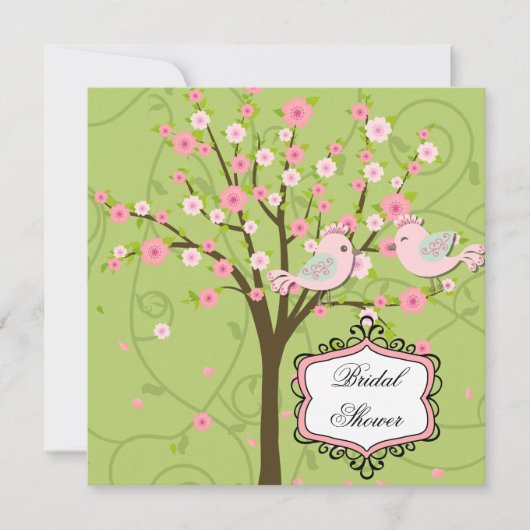 Cherry Blossom Birds Bridal Shower Uitnodiging (Voorkant)