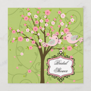 Cherry Blossom Birds Bridal Shower Uitnodiging