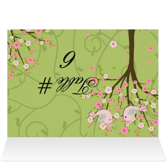 Cherry Blossom Birds Gepersonaliseerd Tafelnummer  (Binnen Horizontaal (Boven))