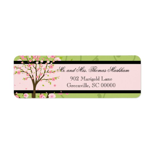 Cherry Blossom Birds Gepersonaliseerde Adresetiket Etiket (Voorkant)