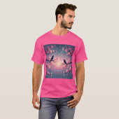 Cherry Blossom Birds Mannen Tshirt (Voorkant volledig)