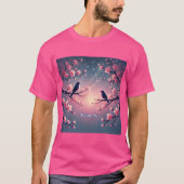 Cherry Blossom Birds Mannen Tshirt (Voorkant)