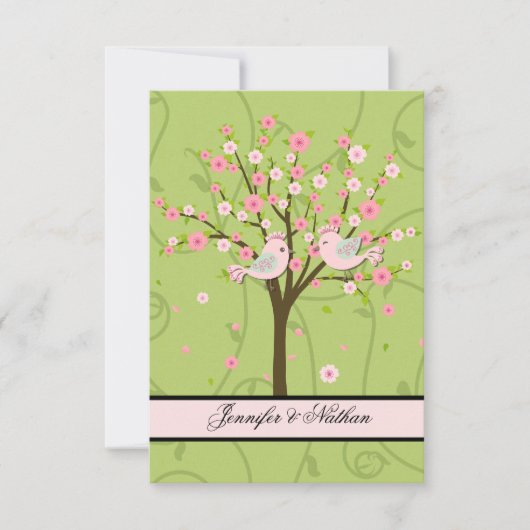 Cherry Blossom Birds RSVP-kaart RSVP Kaartje (Voorkant)