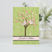 Cherry Blossom Birds RSVP-kaart RSVP Kaartje (Staand voorkant)