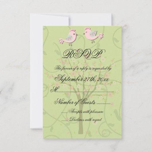 Cherry Blossom Birds RSVP-kaart RSVP Kaartje (Achterkant)
