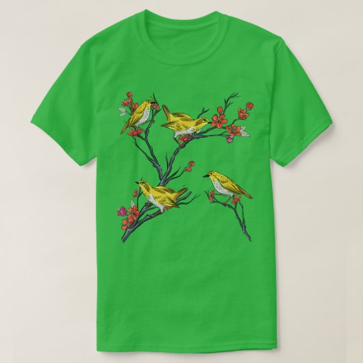 Cherry Blossom Birdwatch Animal Sakura   T-shirt (Design voorkant)
