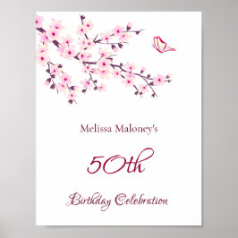 Cherry Blossom Birthday Custom Birthday Poster