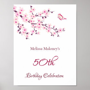 Cherry Blossom Birthday Custom Birthday Poster