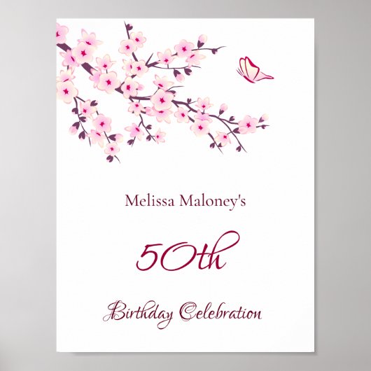 Cherry Blossom Birthday Custom Birthday Poster (Voorkant)