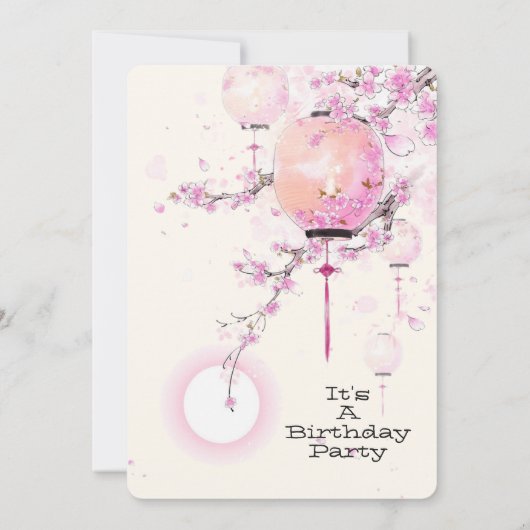 Cherry Blossom Birthday Uitnodiging (Achterkant)