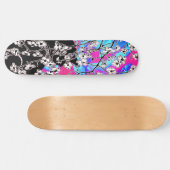 Cherry Blossom Black Cat Abstract sky Blue Floral Persoonlijk Skateboard (Horizontaal)