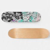 Cherry Blossom Black Cat Floral Green Pink Sky Persoonlijk Skateboard (Horizontaal)