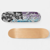 Cherry Blossom Black Cat Floral Stripes Paars Persoonlijk Skateboard (Horizontaal)