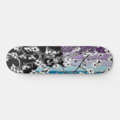 Cherry Blossom Black Cat Floral Stripes Paars Persoonlijk Skateboard (Horizontaal)