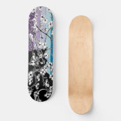 Cherry Blossom Black Cat Floral Stripes Paars Persoonlijk Skateboard (Voorkant)