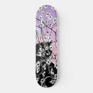 Cherry Blossom Black Cat Floral Sunset Pink Sky Persoonlijk Skateboard