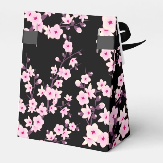 Cherry Blossom Black Roze Bedankdoosjes (Achterkant)