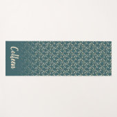 Cherry Blossom Blauwgroen/Jouw naam Yogamat (Voorkant (horizontaal))