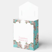 Cherry Blossom Blauwgroen Retro  Baby shower Bedankdoosjes (Geopend)