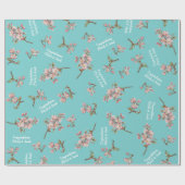 Cherry Blossom Blauwgroen Retro  Baby shower Cadeaupapier (Vlak)