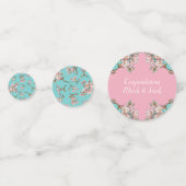 Cherry Blossom Blauwgroen Retro Baby shower Confetti (Achterkanten)