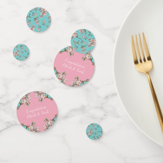 Cherry Blossom Blauwgroen Retro Baby shower Confetti (Groep)