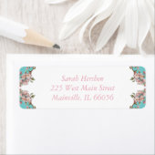 Cherry Blossom Blauwgroen Retro  Baby shower Etiket (Insitu)