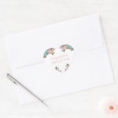Cherry Blossom Blauwgroen Retro  Baby shower Hart Sticker (Envelop)