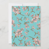 Cherry Blossom Blauwgroen Retro  Baby shower Kaart (Achterkant)