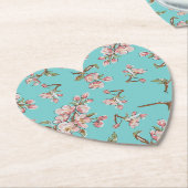 Cherry Blossom Blauwgroen Retro  Baby shower Kartonnen Onderzetters (Gekanteld)
