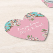 Cherry Blossom Blauwgroen Retro  Baby shower Kartonnen Onderzetters (Gekanteld)