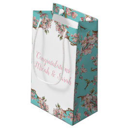 Cherry Blossom Blauwgroen Retro Baby shower Klein Cadeauzakje