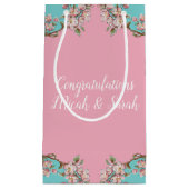 Cherry Blossom Blauwgroen Retro  Baby shower Klein Cadeauzakje (Voorkant)