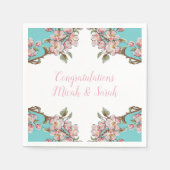 Cherry Blossom Blauwgroen Retro  Baby shower Servet (Voorkant)