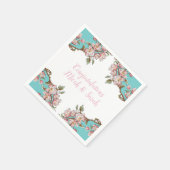 Cherry Blossom Blauwgroen Retro  Baby shower Servet (Hoek)