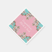 Cherry Blossom Blauwgroen Retro Baby shower Servet (Hoek)