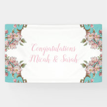 Cherry Blossom Blauwgroen Retro Baby shower