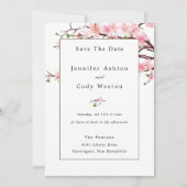 Cherry Blossom Bleek Pink White Wedding Invitation Save The Date (Voorkant)