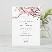 Cherry Blossom  Bleek Roze Weddenschap Save The Date (Staand voorkant)