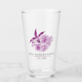 Cherry Blossom bloem paarse bruiloft familienaam Glas (Voorkant)