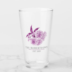 Cherry Blossom bloem paarse bruiloft familienaam Glas
